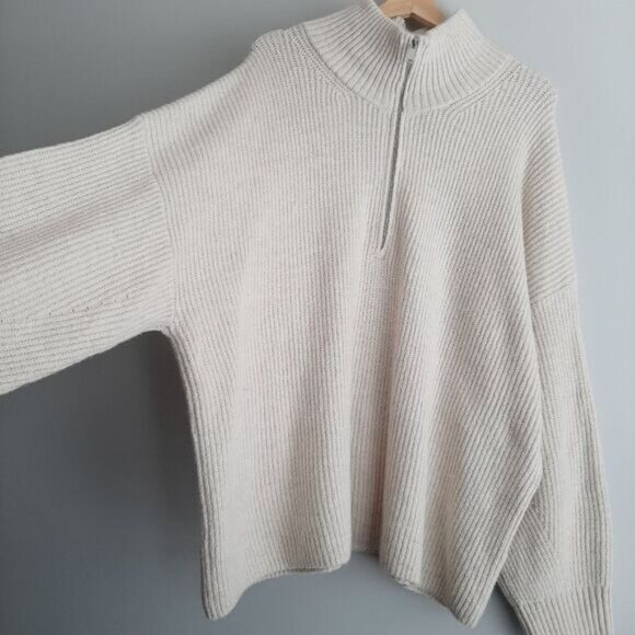 OLD NAVY Shaker-Stitch Half Zip Go-Recycled Pullover Sweater Ivory Sz XXL - Picture 8 of 16